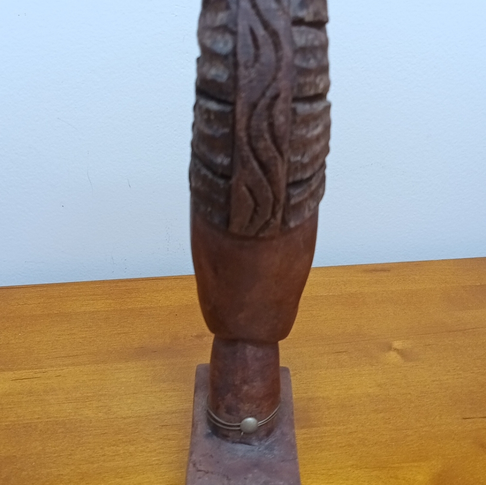 Vintage Wooden African Tribal Art Statue Bust Hand Carved Woman Head Carving 9in - Picture 5 of 9